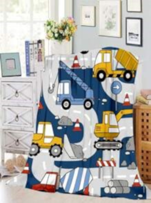 Truck and Digger Pattern Blanket