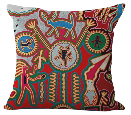 Artistic vibrant Huichol Design Cushion 2