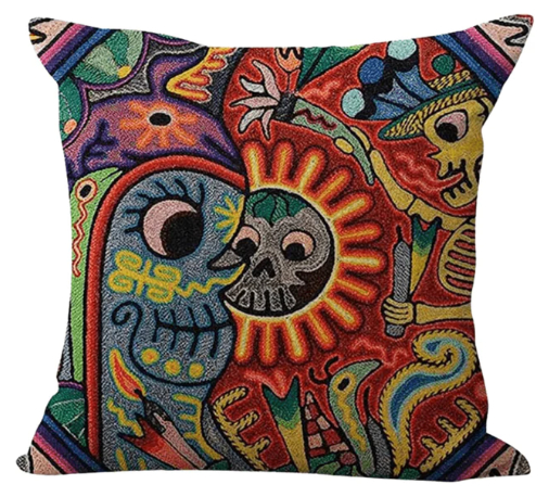 Artistic vibrant Huichol Design Cushion 3