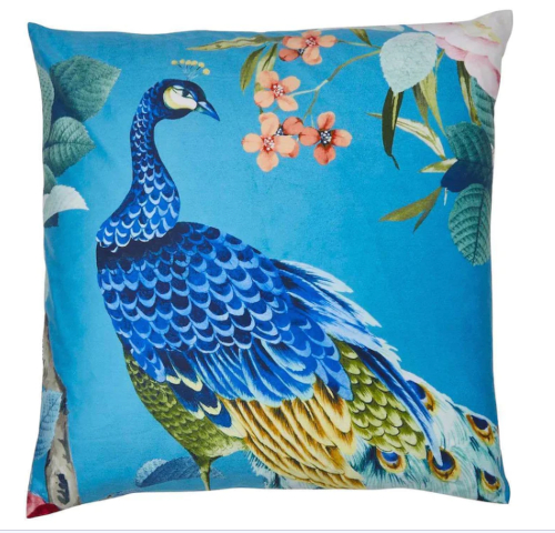 Peacock Velvet Cushion - Teal