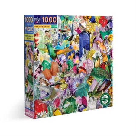 eeBoo 1000pc Puzzle Hummingbirds and Gems Square