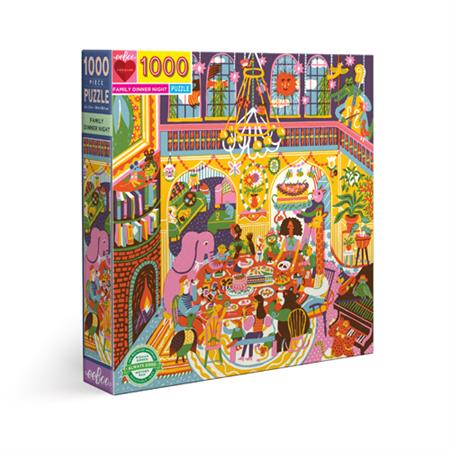 eeBoo 1000pc Puzzle Family Dinner Night Square