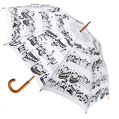 Black Music Notes on White Stick Umbrella