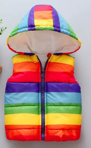 Rainbow Padded Vest with Hood