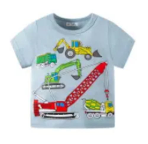 Grey T-Shirt with Construction Vehicles