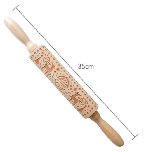 Embossed Rolling Pin - Deer and Christmas Decorations