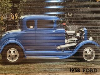 Blue 1938 Ford Corrugated Metal Sign