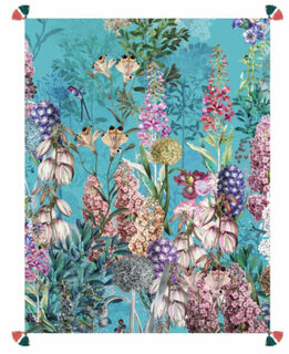 Spring Garden Linen Throw - Teal