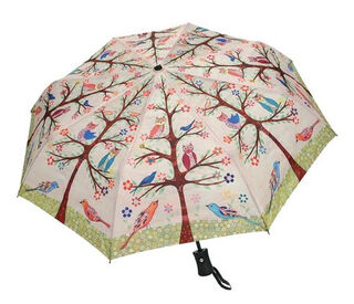 Sascalia Owl on Ivory Folding Umbrella