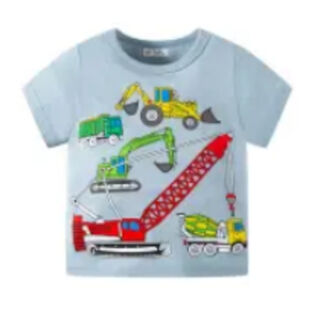 Grey T-Shirt with Construction Vehicles