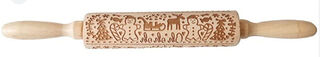 Embossed Rolling Pin - Gingerbread Man and Christmas Decorations