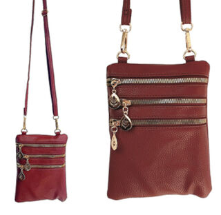 Shoulder Bag with Leaf Zips - Brown