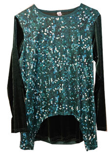 Green Velvet Long Sleeve Top