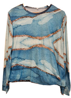 Long Sleeve T-Shirt Top - Blue Marble