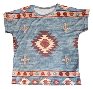 Short Sleeve Top - Green Aztec
